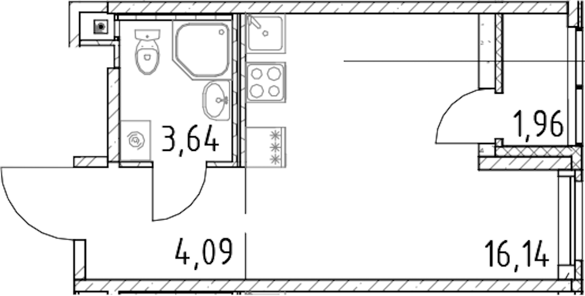 Квартира студия 23.87 м², 10/23 эт., ЖК «Город Первых»